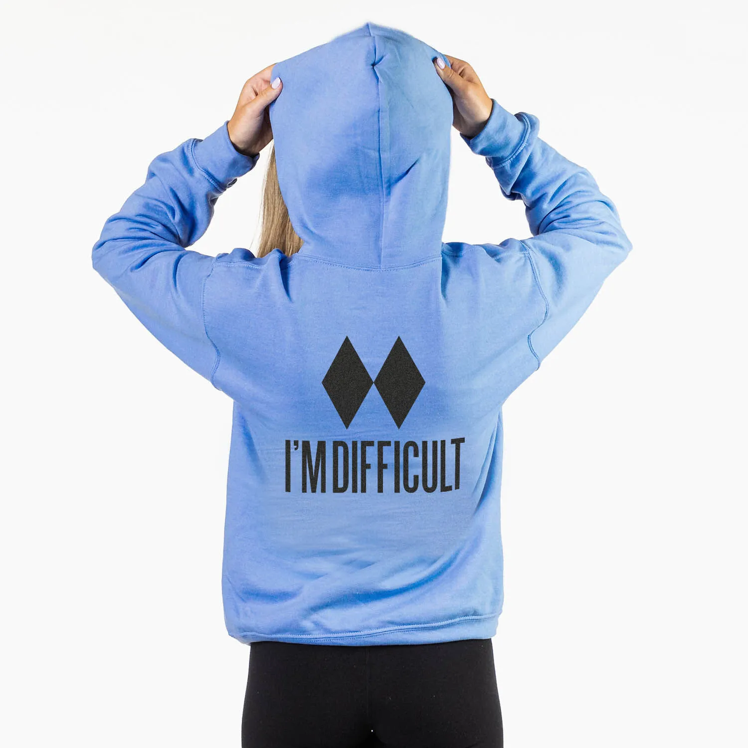 Skiing Hooded Sweatshirt - I'm Difficult (Back Design) 